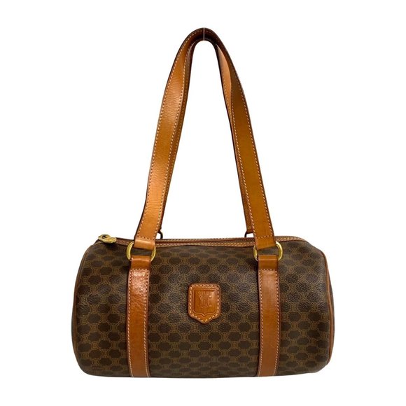 Celine Handbags - CELINE Macadam Blason Triomphe Leather Handbag Tote Bag Brown 18542